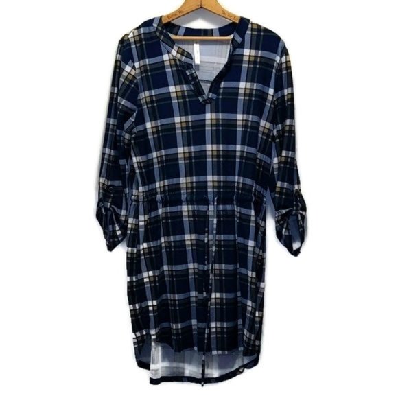 Bobbie Brooks Women's Size XL Plaid Print One Piece Lounge Dress Night Shirt - Picture 11 of 11